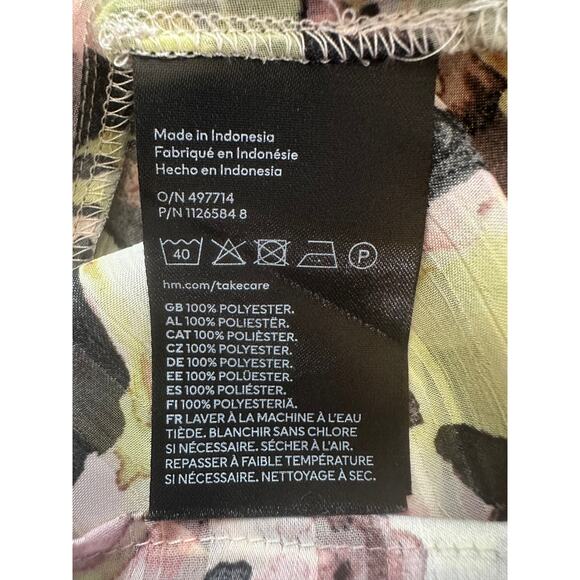 H&M Flowy Watercolor Blouse Floral Neck Tie-Around Size Small - Picture 6 of 7